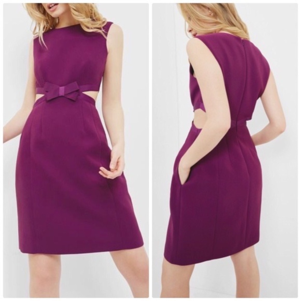 Ted Baker Jaycee Cut-out Bow Dress in Purple